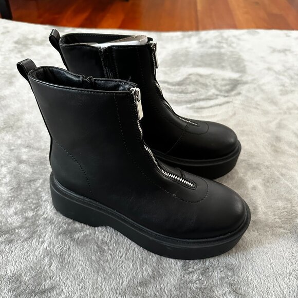 Portland Boot Company Black Platform Zipper Boots Women's 7.5 - Picture 1 of 5